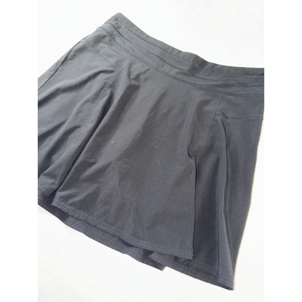 Athleta All Day Skort Black Athletic Golf Tennis Skirt Women Size 12 Side Zip